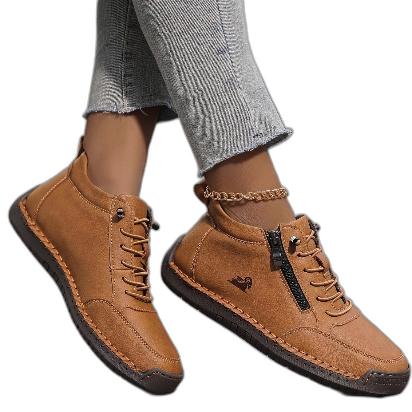 Comfortable Grey Suede Ankle Boots for Women with Closed Toe Lace Up Casual Style