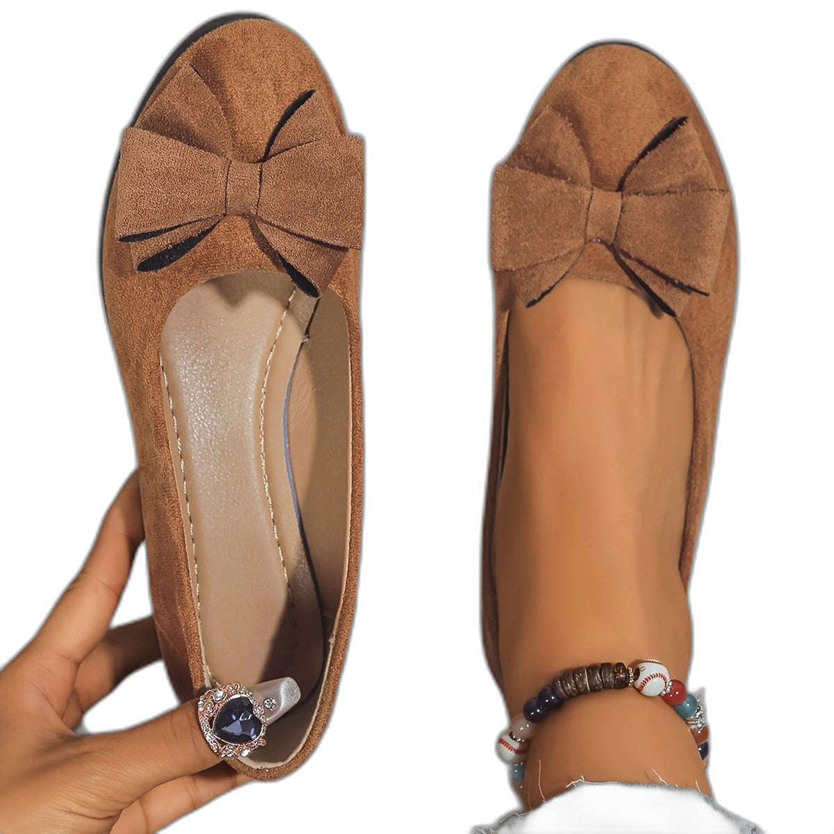 Comfortable Grey Suede Flats for Women with Closed Toe Casual Style