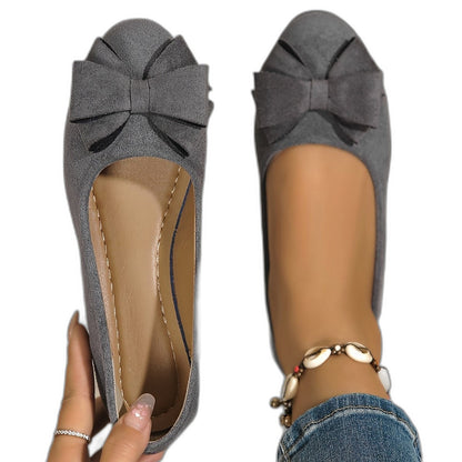 Comfortable Grey Suede Flats for Women with Closed Toe Casual Style