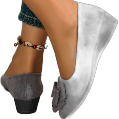 Comfortable Grey Suede Wedge Sandals for Women with Pointed Toe Casual Style
