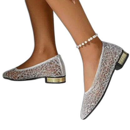 Comfortable Lace Flats for Women with Pointed Toe Party Style
