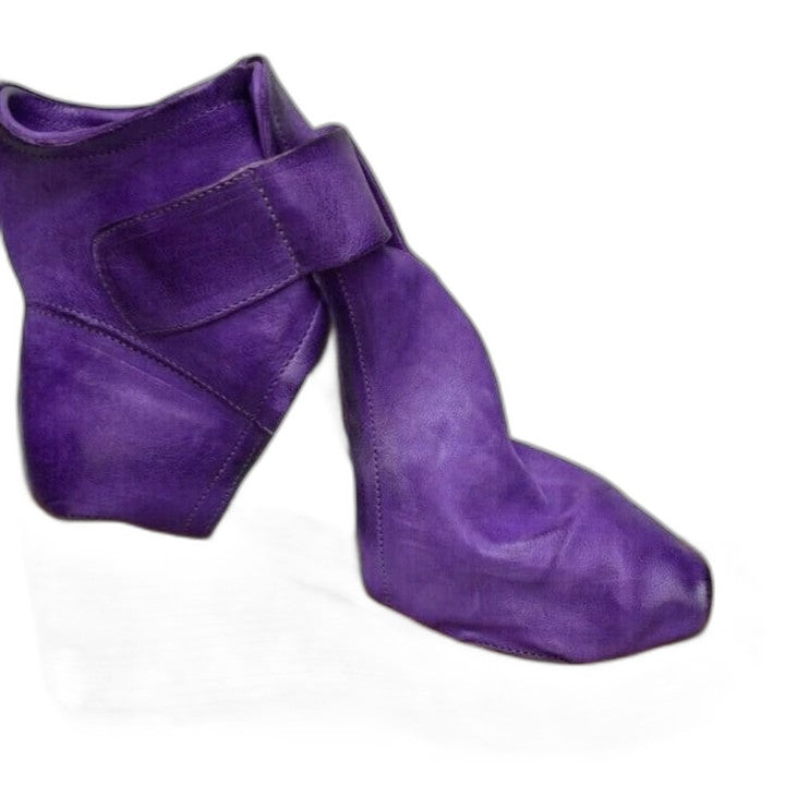 Comfortable Leather Ankle Boots for Women with Cutout Platform Wedge Buckle Casual Style