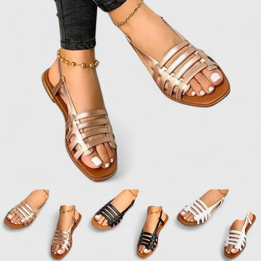 Comfortable Leather Sandals for Women with Ankle Strap Open Toe Casual Style
