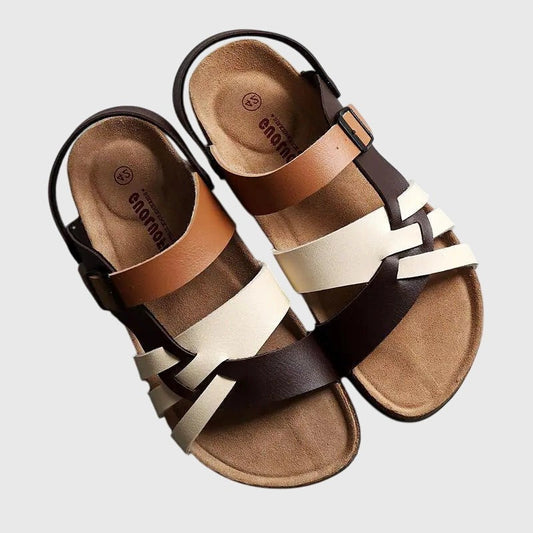 Comfortable Leather Sandals for Women with Ankle Strap Open Toe Casual Style