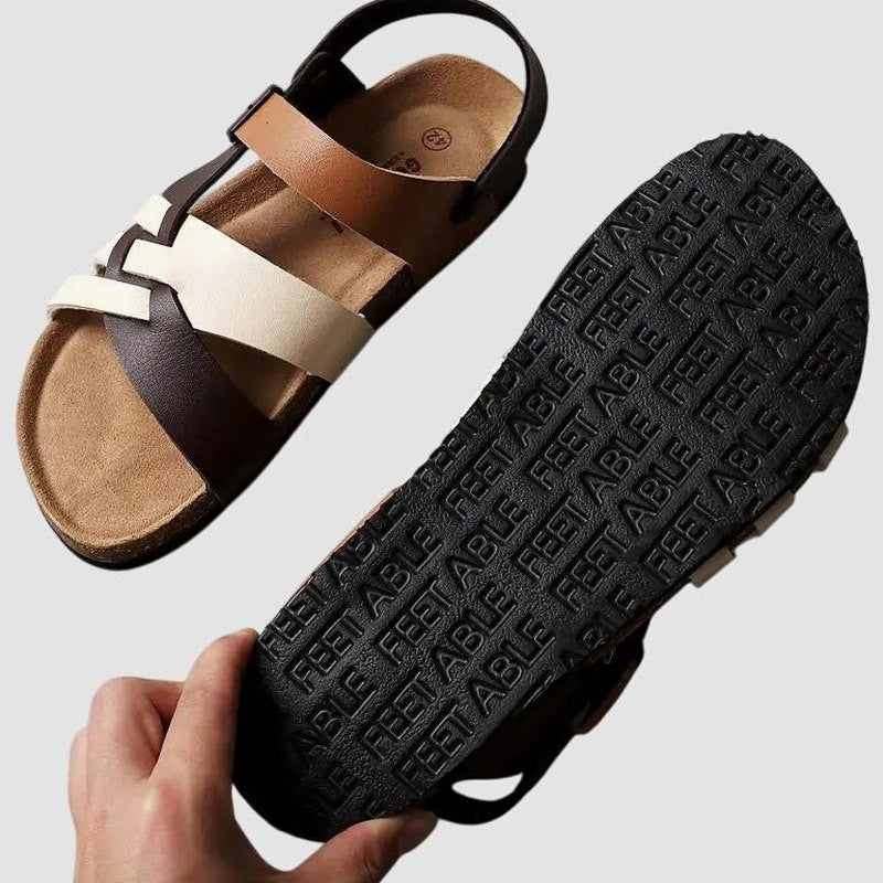 Comfortable Leather Sandals for Women with Ankle Strap Open Toe Casual Style