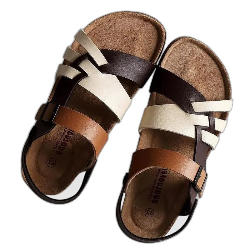 Comfortable Leather Sandals for Women with Ankle Strap Open Toe Casual Style