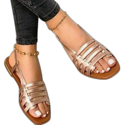 Comfortable Leather Sandals for Women with Ankle Strap Open Toe Casual Style