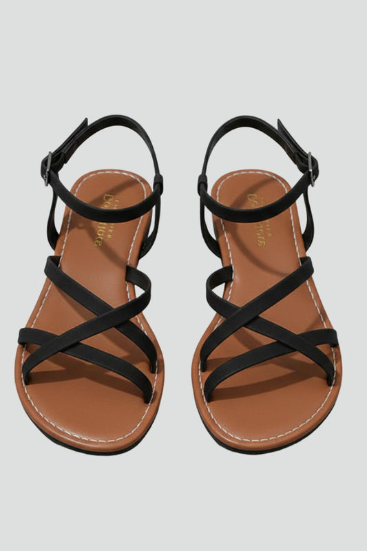 Comfortable Leather Sandals for Women with Ankle Strap Open Toe Strappy Casual Style