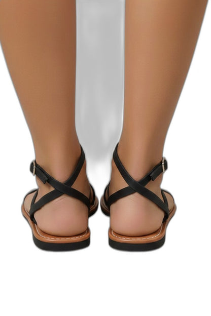 Comfortable Leather Sandals for Women with Ankle Strap Open Toe Strappy Casual Style