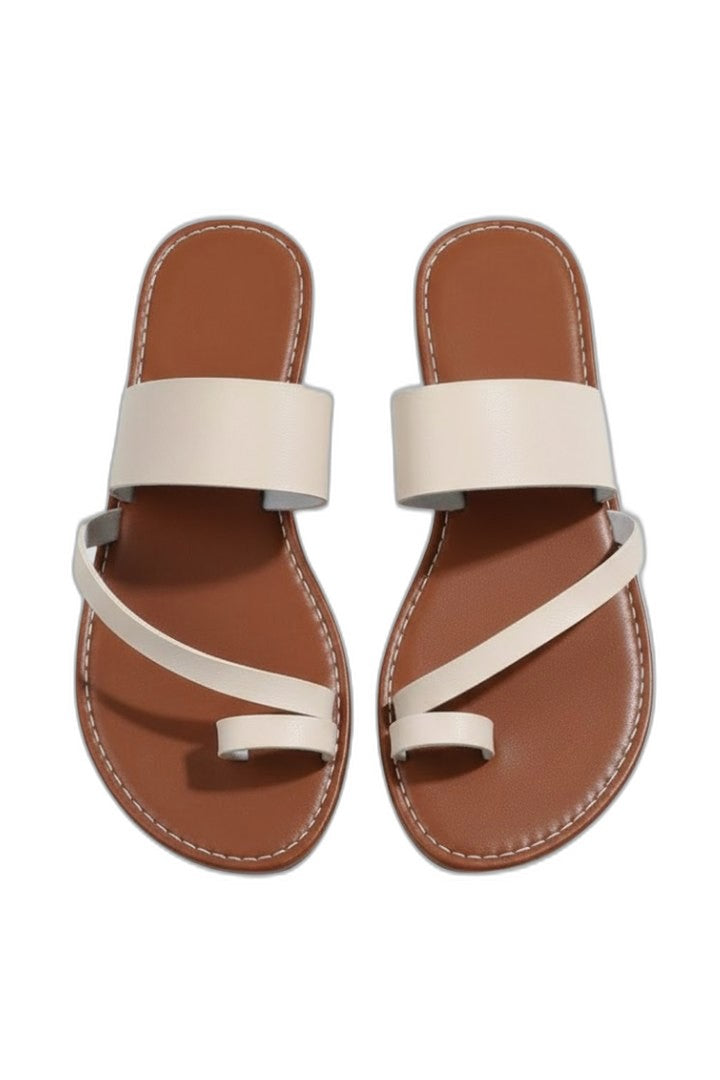 Comfortable Leather Sandals for Women with Open Toe Slip On Buckle Casual Style