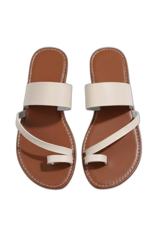 Comfortable Leather Sandals for Women with Open Toe Slip On Buckle Casual Style