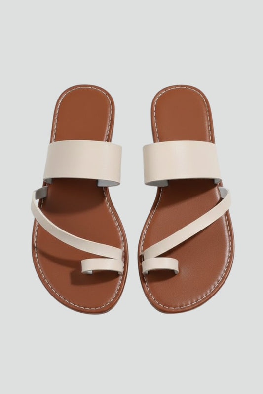 Comfortable Leather Sandals for Women with Open Toe Slip On Buckle Casual Style