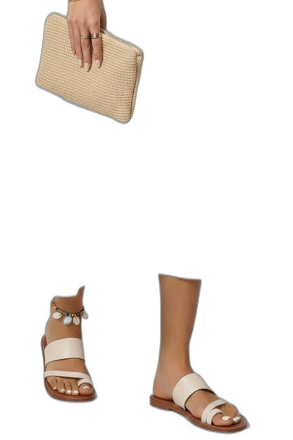 Comfortable Leather Sandals for Women with Open Toe Slip On Buckle Casual Style
