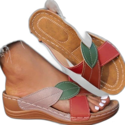 Comfortable Leather Sandals for Women with Platform Open Toe Casual Style