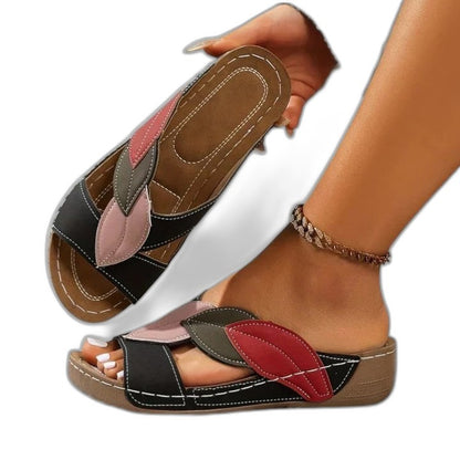 Comfortable Leather Sandals for Women with Platform Open Toe Casual Style