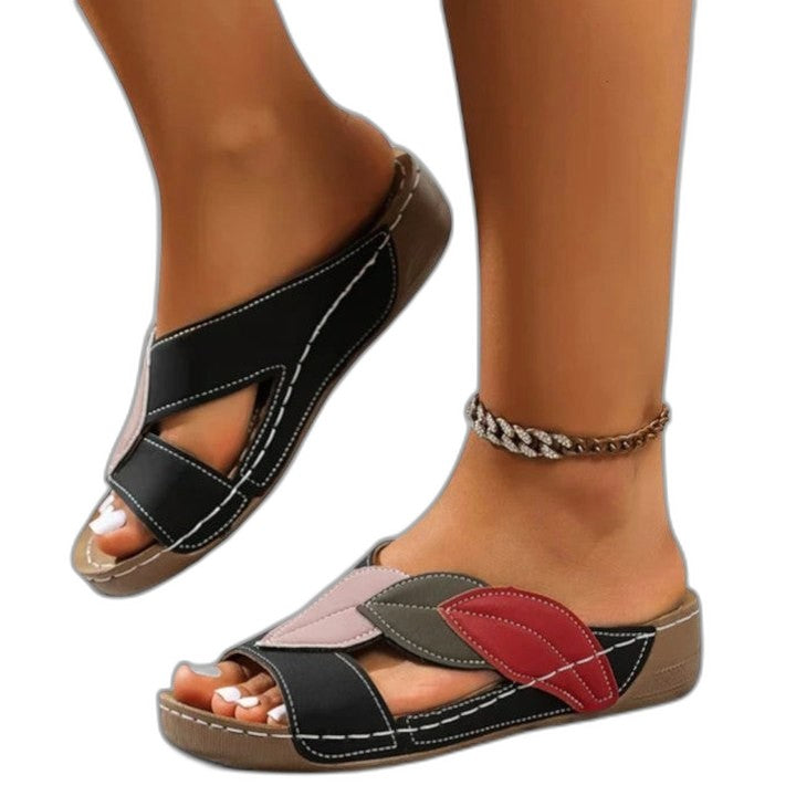 Comfortable Leather Sandals for Women with Platform Open Toe Casual Style