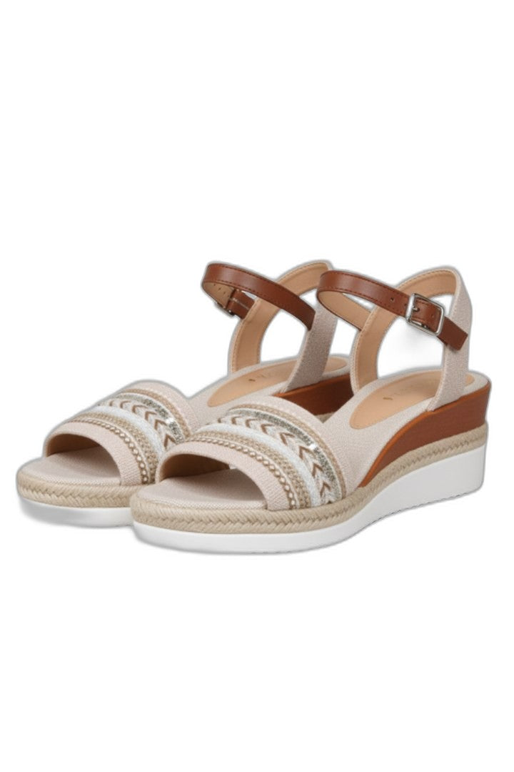 Comfortable Leather Wedge Sandals for Women with Ankle Strap Open Toe Strappy Buckle Casual Style