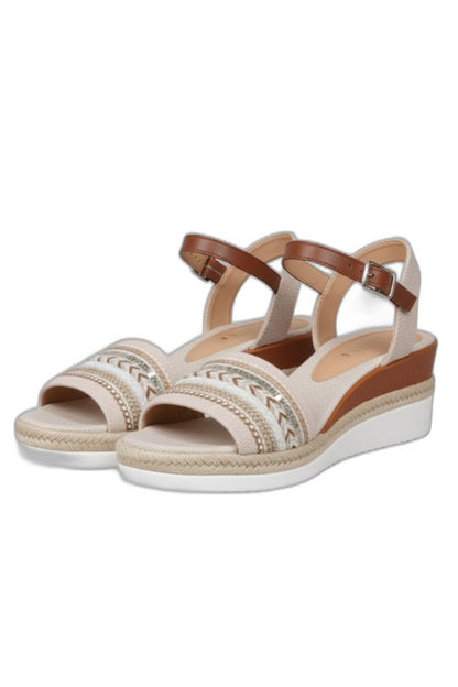 Comfortable Leather Wedge Sandals for Women with Ankle Strap Open Toe Strappy Buckle Casual Style