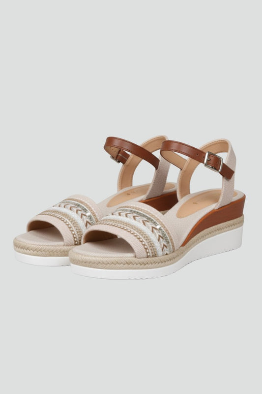 Comfortable Leather Wedge Sandals for Women with Ankle Strap Open Toe Strappy Buckle Casual Style