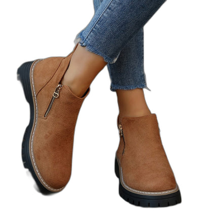 Comfortable Leopard Ankle Boots for Women with Block Heel Closed Toe Casual Style