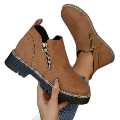Comfortable Leopard Ankle Boots for Women with Block Heel Closed Toe Casual Style
