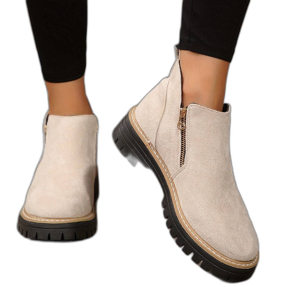 Comfortable Leopard Ankle Boots for Women with Block Heel Closed Toe Casual Style