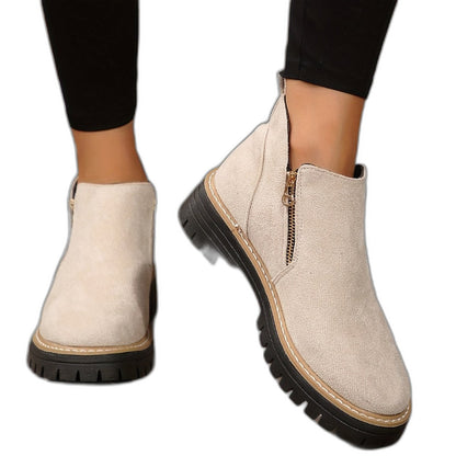 Comfortable Leopard Ankle Boots for Women with Block Heel Closed Toe Casual Style