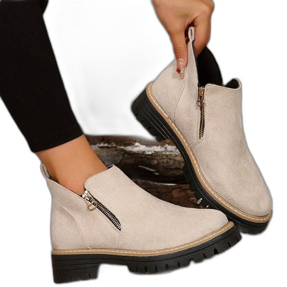 Comfortable Leopard Ankle Boots for Women with Block Heel Closed Toe Casual Style
