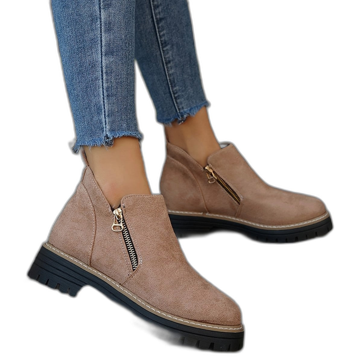 Comfortable Leopard Ankle Boots for Women with Block Heel Closed Toe Casual Style