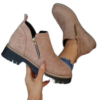 Comfortable Leopard Ankle Boots for Women with Block Heel Closed Toe Casual Style