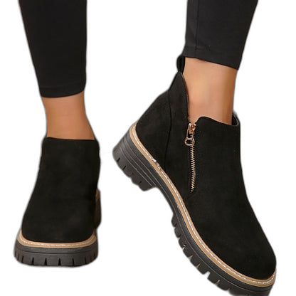 Comfortable Leopard Ankle Boots for Women with Block Heel Closed Toe Casual Style