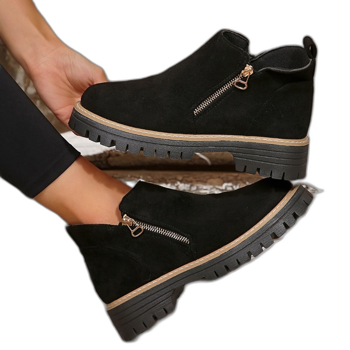 Comfortable Leopard Ankle Boots for Women with Block Heel Closed Toe Casual Style