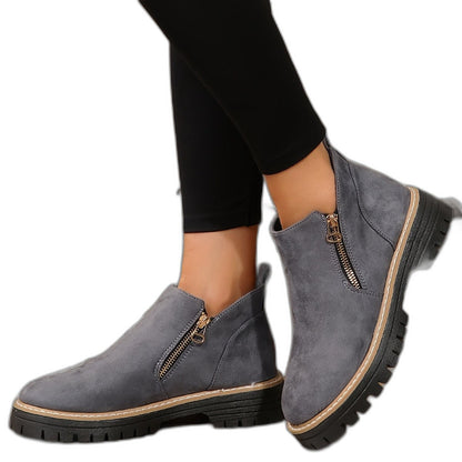 Comfortable Leopard Ankle Boots for Women with Block Heel Closed Toe Casual Style