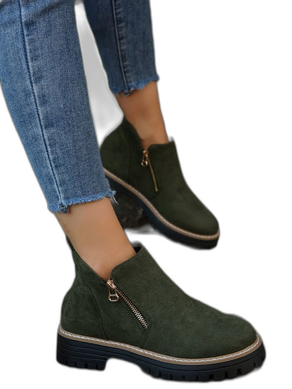 Comfortable Leopard Ankle Boots for Women with Block Heel Closed Toe Casual Style