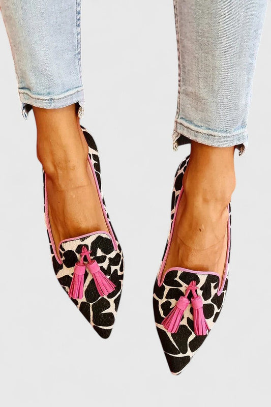 Comfortable Leopard Flats for Women with Pointed Toe Casual Style