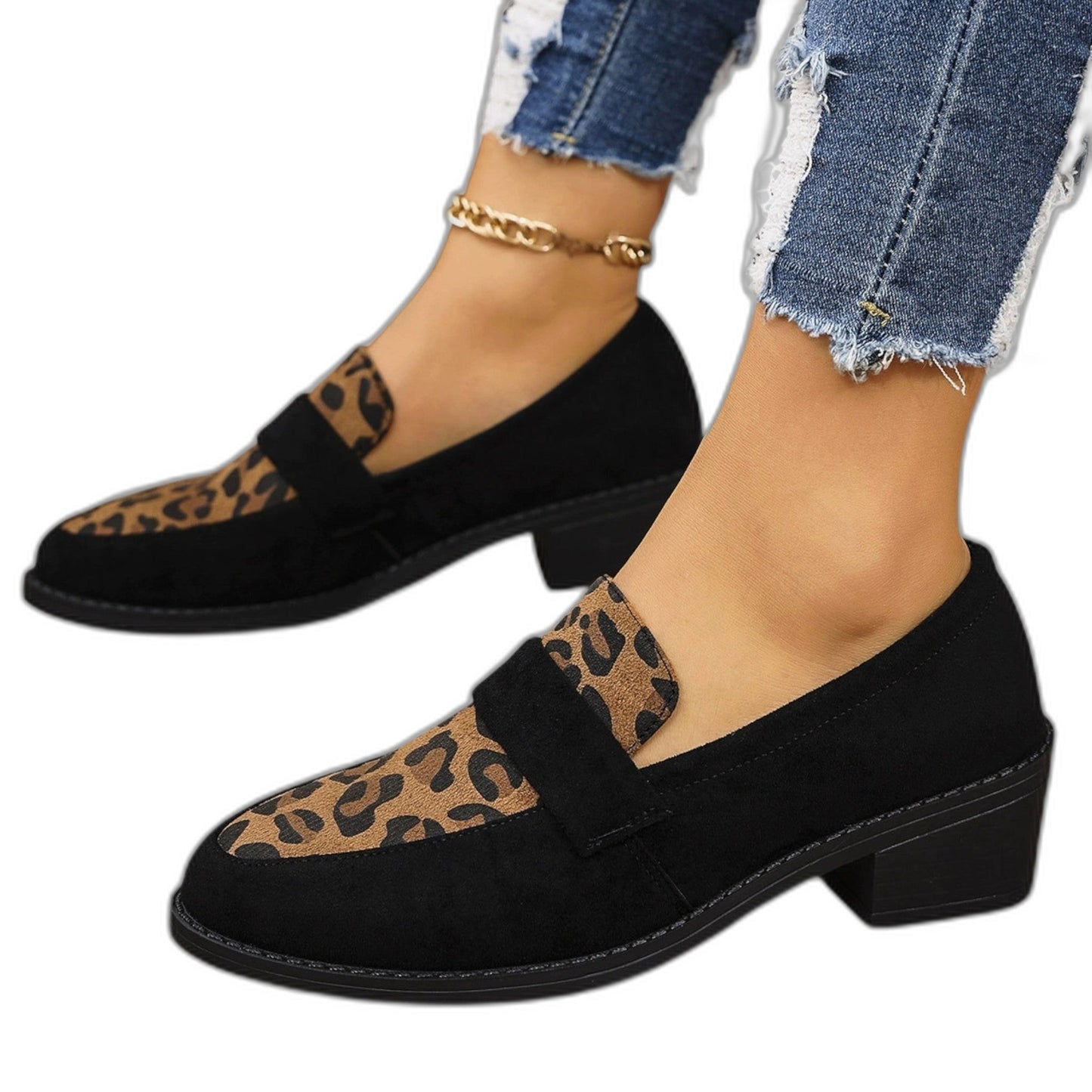 Comfortable Leopard Loafers for Women with Closed Toe Casual Style