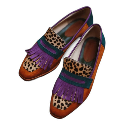 Comfortable Leopard Loafers for Women with Platform Closed Toe Casual Style