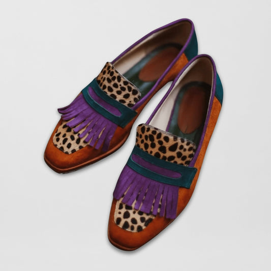 Comfortable Leopard Loafers for Women with Platform Closed Toe Casual Style