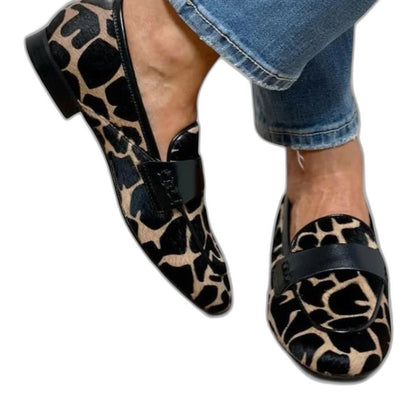 Comfortable Leopard Loafers for Women with Suede Closed Toe Casual Style
