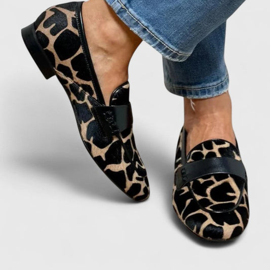 Comfortable Leopard Loafers for Women with Suede Closed Toe Casual Style