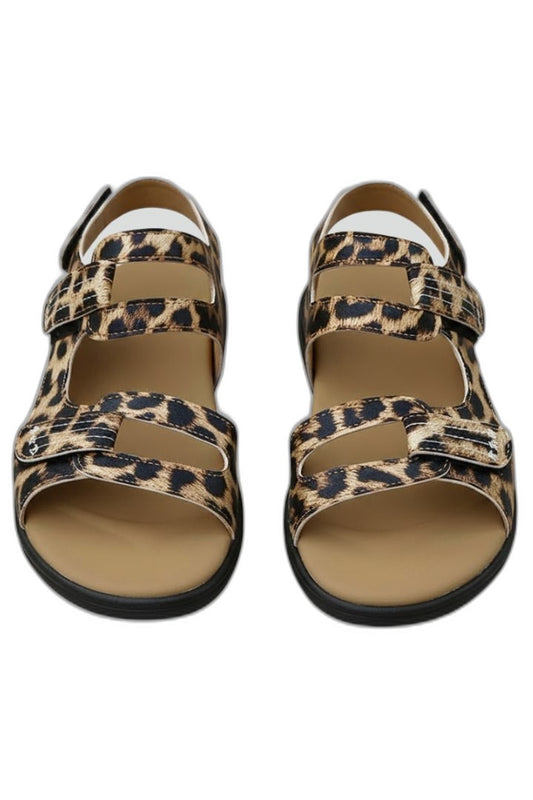 Comfortable Leopard Sandals for Women with Ankle Strap Open Toe Casual Style