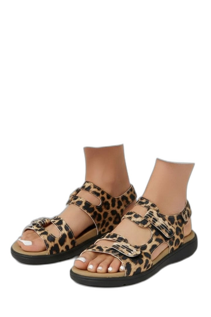 Comfortable Leopard Sandals for Women with Ankle Strap Open Toe Casual Style