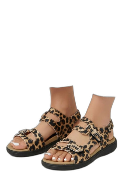 Comfortable Leopard Sandals for Women with Ankle Strap Open Toe Casual Style