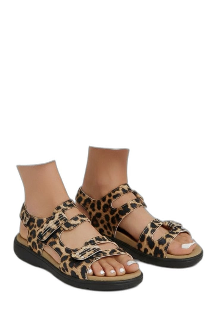 Comfortable Leopard Sandals for Women with Ankle Strap Open Toe Casual Style