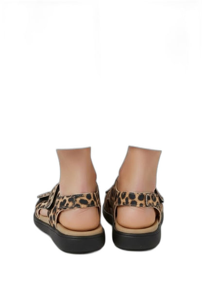 Comfortable Leopard Sandals for Women with Ankle Strap Open Toe Casual Style