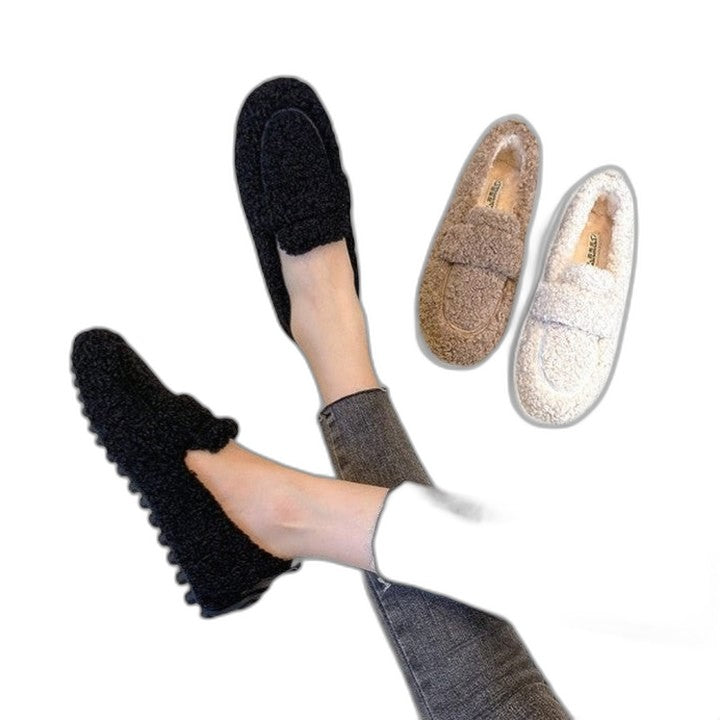 Comfortable Loafers for Women with Closed Toe Fur Lined Lounge Style