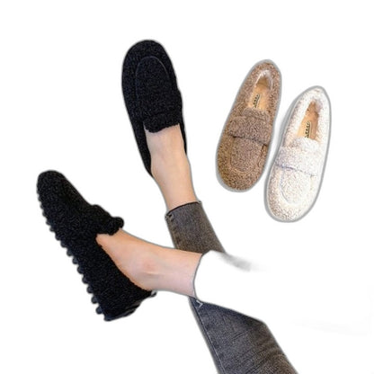 Comfortable Loafers for Women with Closed Toe Fur Lined Lounge Style