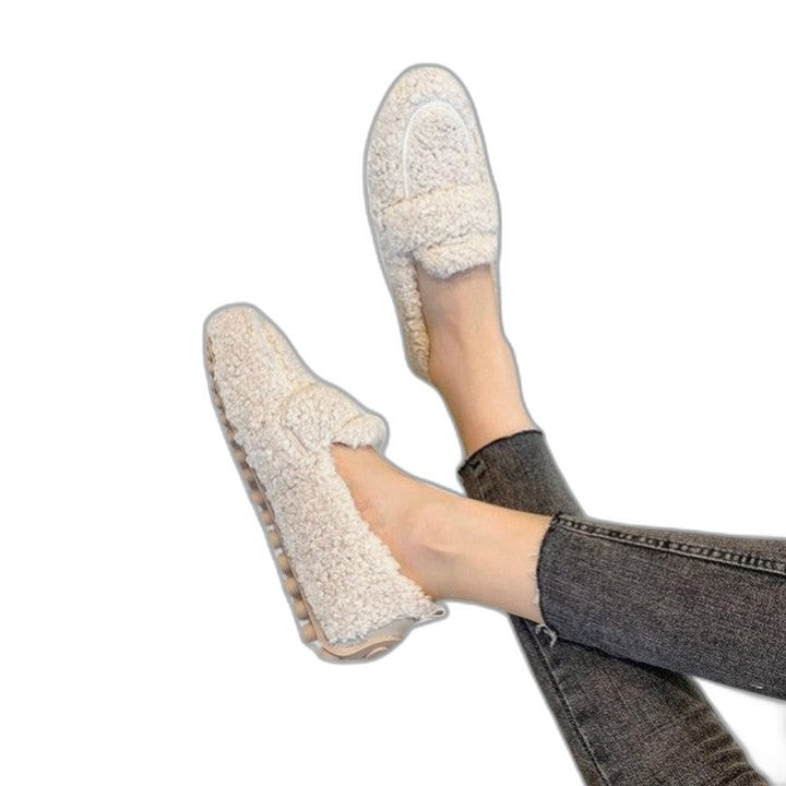 Comfortable Loafers for Women with Closed Toe Fur Lined Lounge Style