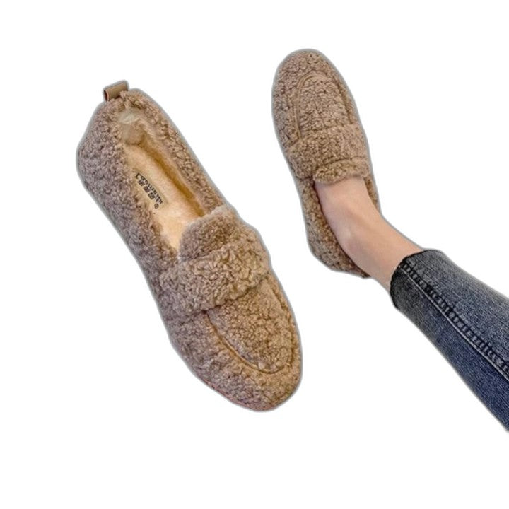 Comfortable Loafers for Women with Closed Toe Fur Lined Lounge Style