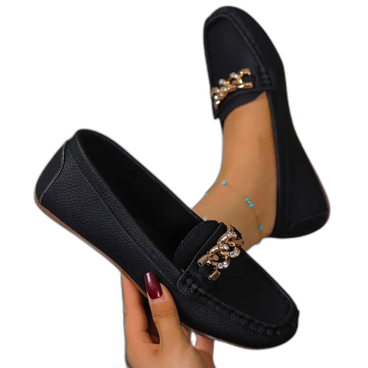 Comfortable Loafers for Women with Closed Toe Studded Casual Style